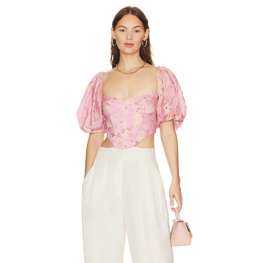 Bardot Kiah Corset Top in Pink Garden - Picture 4 of 6